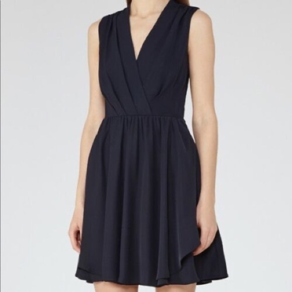 REISS Electra Night Navy Wrap-front Dress size 4 - Picture 11 of 11